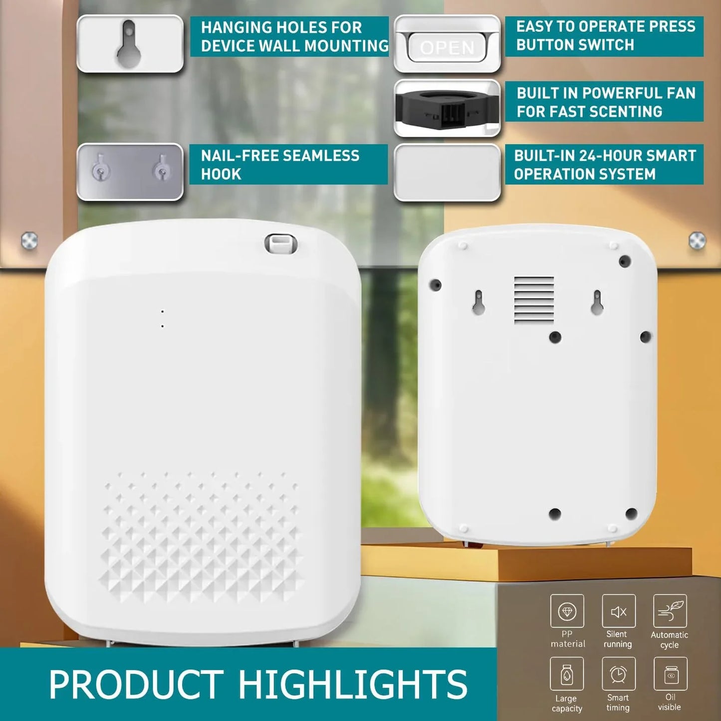 Hotel Collection Bluetooth Aroma Diffuser – 400ml Waterless Essential Oil Scent Machine, App Control