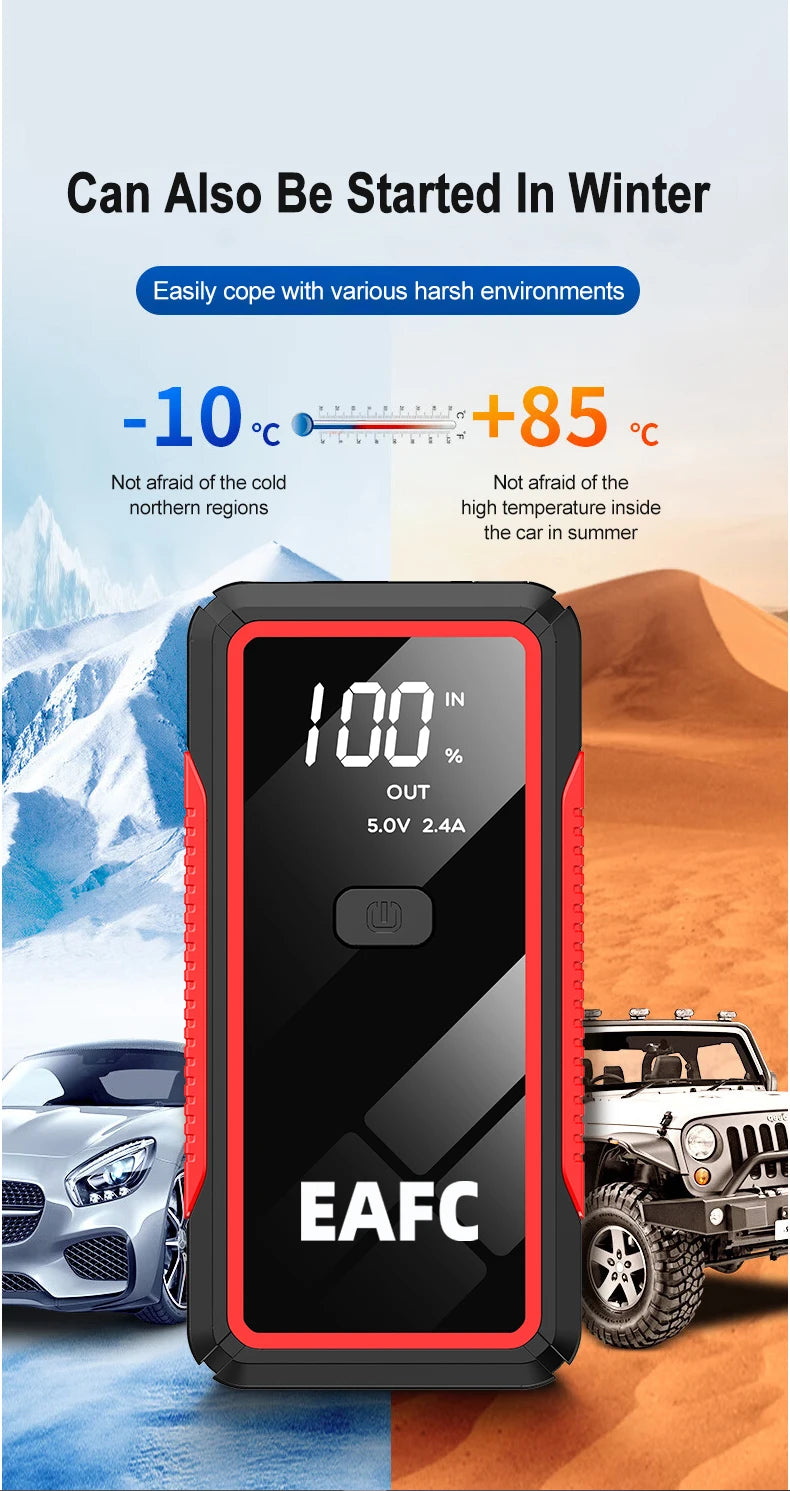 Car Jump Starter 600A-2000A | 12V Portable Battery Booster & Power Bank for Emergency Start (EAFC)