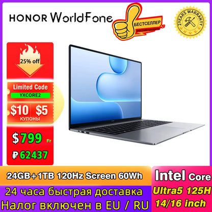 HONOR MagicBook X14 / X16 2026 — Intel Ultra 5, 24GB RAM, 1TB SSD, 120Hz, Windows 11 Pro