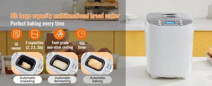 SucceBuy 15-in-1 Bread Maker 2/3 LB | Nonstick Ceramic Pan, Gluten Free Setting