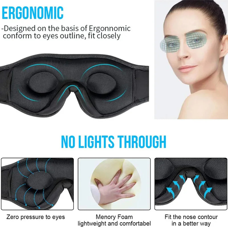3D Eye Mask Bluetooth 5.0 Sleep Headphones – Built-in HD Speaker for Travel & Sleep