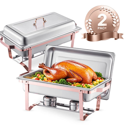 SucceBuy 8QT Rectangle Chafing Dish Set – 2/4/6 Pack Buffet Catering Warmer