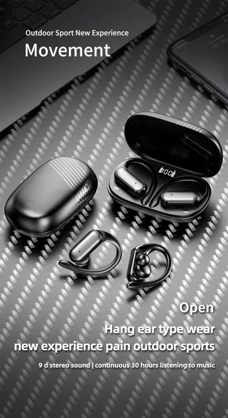 A520 Wireless Bluetooth 5.3 Ear Hook Headset – HIFI Stereo, Microphone, Running & Gaming