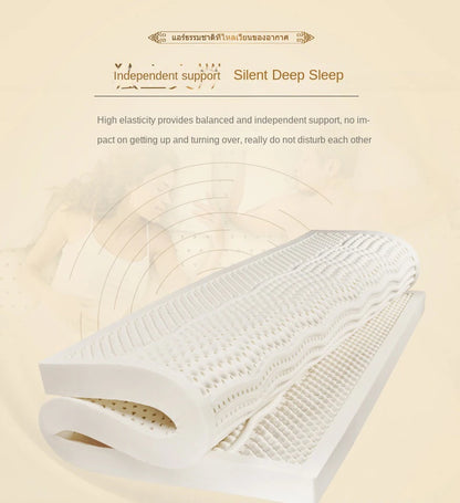 Soft 10cm natural latex mattress from Thailand, made of pure rubber, with a cushioned surface for comfortable sleep.