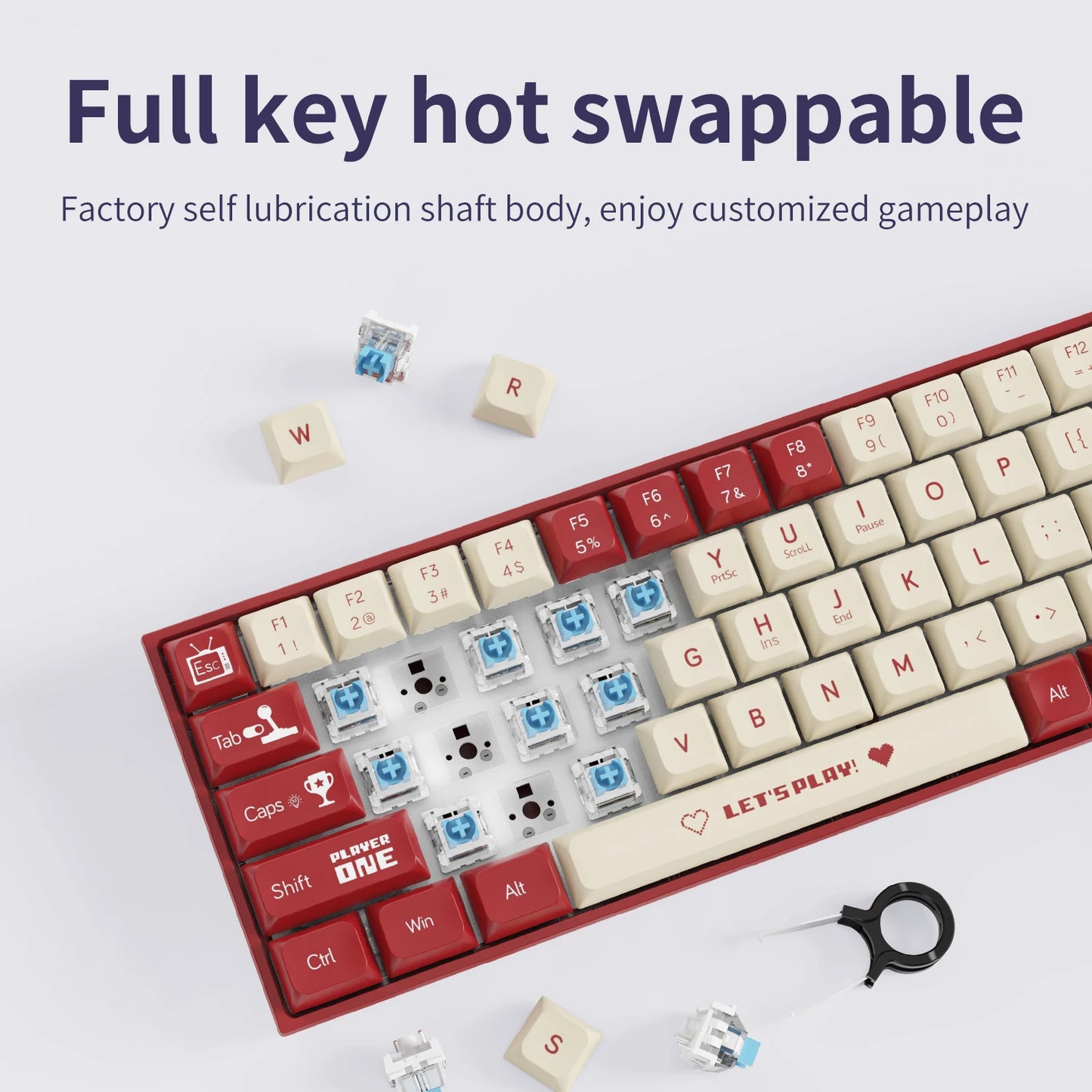 AJAZZ AK680 65% Wired Gaming Mechanical Keyboard – Hot Swap, Gasket Mount, Custom Keycap