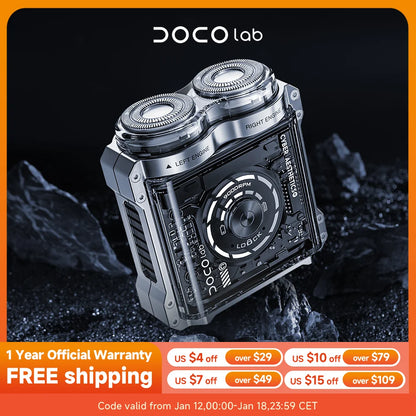 DOCOLAB Mini Portable Magnetic Electric Shaver – Double-Head Waterproof Razor for Men