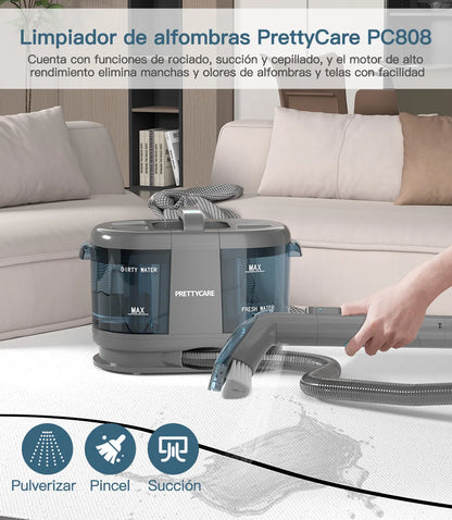 PrettyCare PC808 Cordless Carpet & Spot Vacuum Cleaner – 1.4m Hose, Wet Sprayer for Sofa & Car