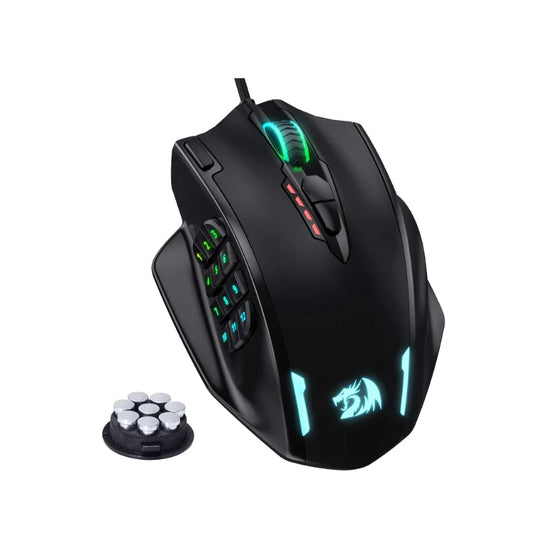 Redragon M908 Wired Gaming Mouse – 12400 DPI, 18 Buttons, RGB (Black/White)