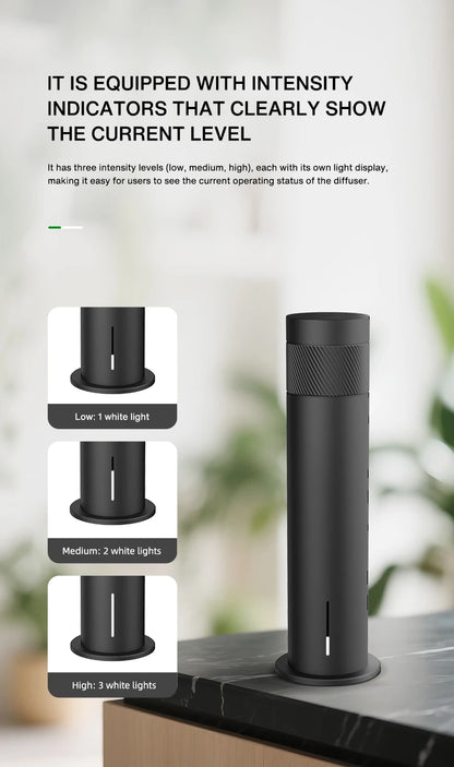 NAMSTE Smart Aroma Diffuser 120ml – 200m³ Coverage, Waterless, CE | Silver/Black EU Plug