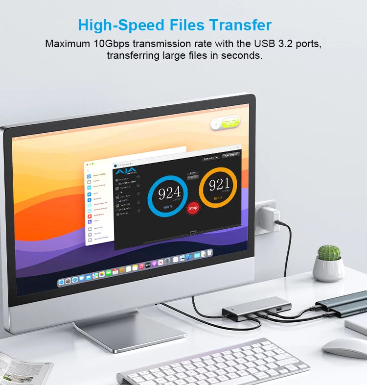 RSHTECH USB-C Hub 5-in-1 with M.2 NVMe/SATA SSD Enclosure – 10Gbps, PD100W, for Laptops (RSH-D05P)