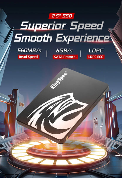 KingSpec SATA SSD 2.5" | 120GB–2TB | SATA III | 550MB/s | Internal SSD for Laptop & Desktop