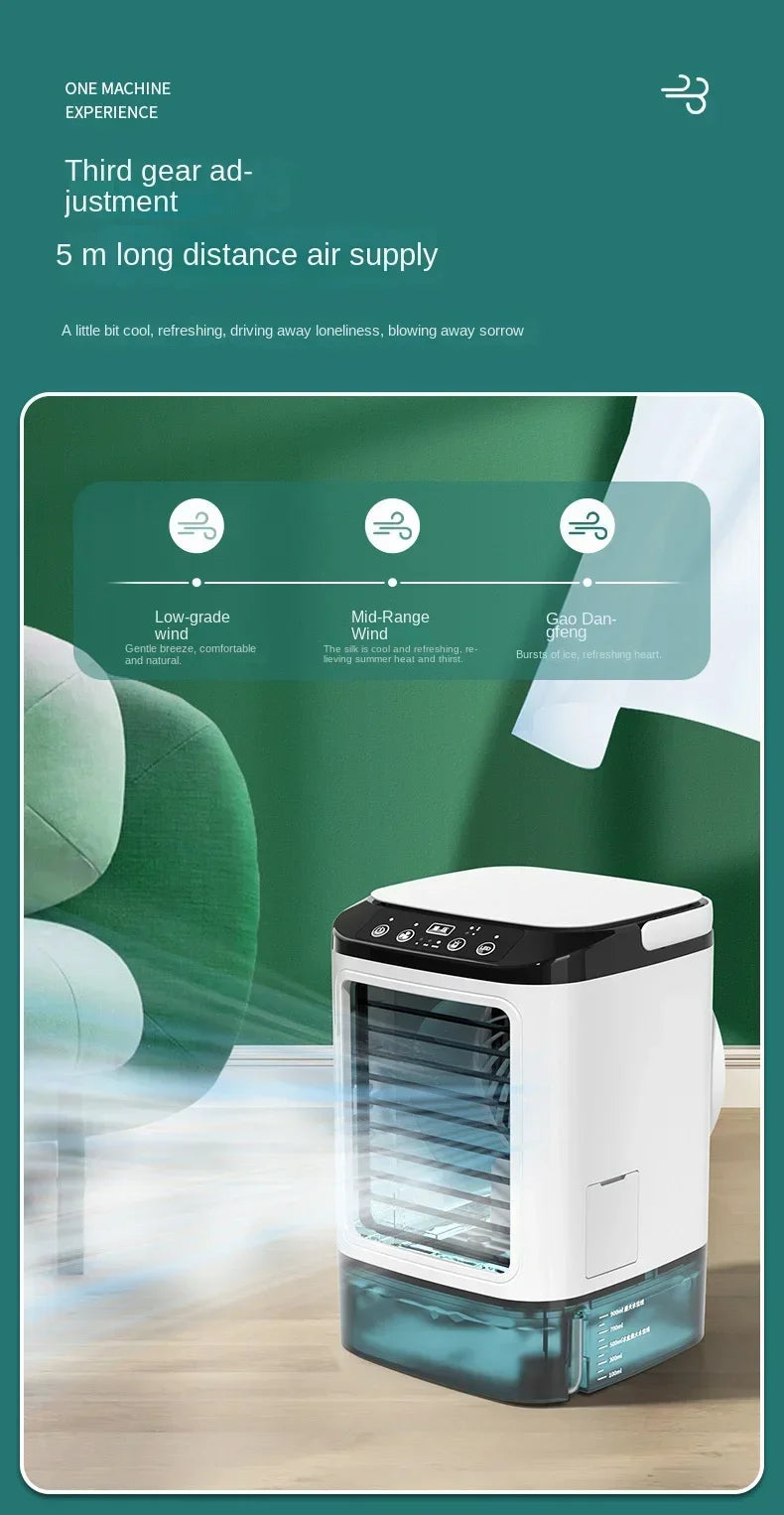 Portable Desktop Air Cooler Fan — Dual Spray, Ultrasonic Atomization, 3-Speed, Night Light