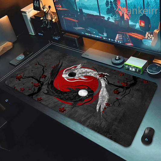 Koi Fish Taichi XXL Gaming Deskmat 90x40 – Natural Rubber, Anti-Slip, Smooth Surface