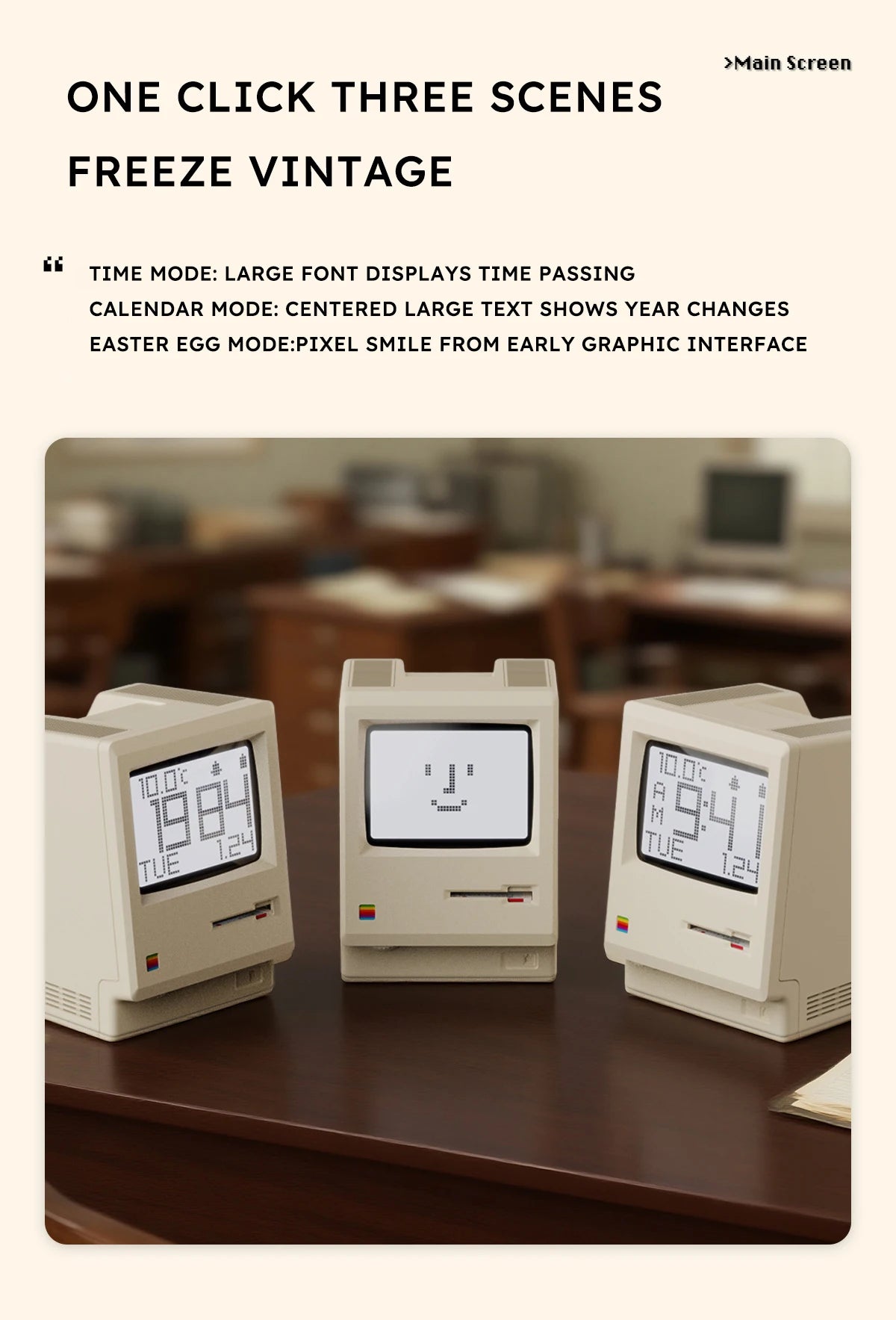 Retro Macintosh Alarm Clock – Classic Desktop Ornament with Digital Clock Design