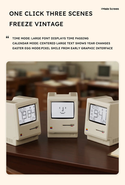 Retro Macintosh Alarm Clock – Classic Desktop Ornament with Digital Clock Design