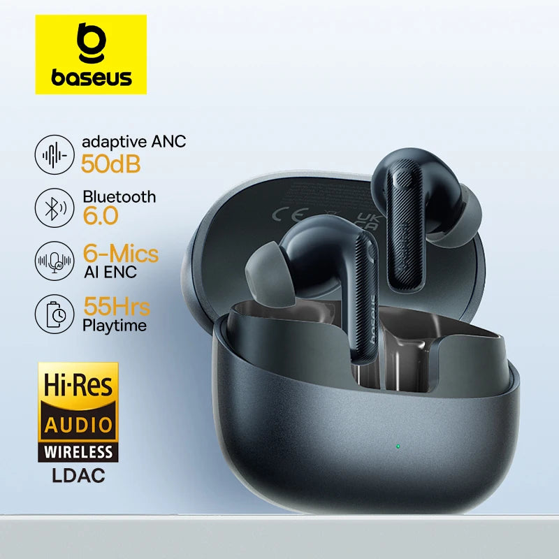 Baseus EP10 Pro ANC TWS Earbuds – 50dB, LDAC, Bluetooth 6.0, 6 Mics, Hi-Res, IP55