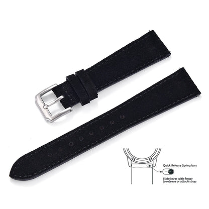 Vintage Suede Leather Watch Band – Quick Release 18/19/20/22mm for Men & Women