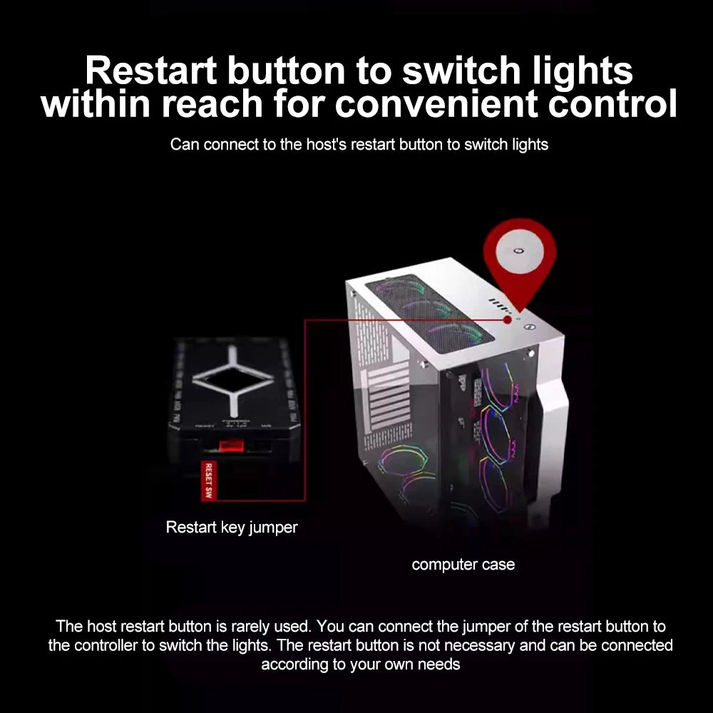 1-to-9 Port ARGB & PWM Fan Hub — Magnetic Mount, Remote Control, PC Case Fan Splitter