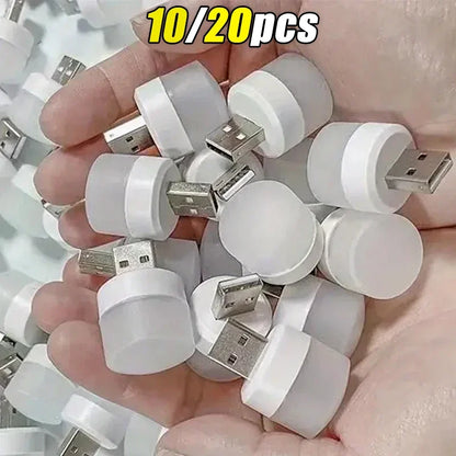 Mini USB Night Light | Warm White Eye Protection LED Book Reading Lamp for PC, Power Bank & Charging (1-20pcs)