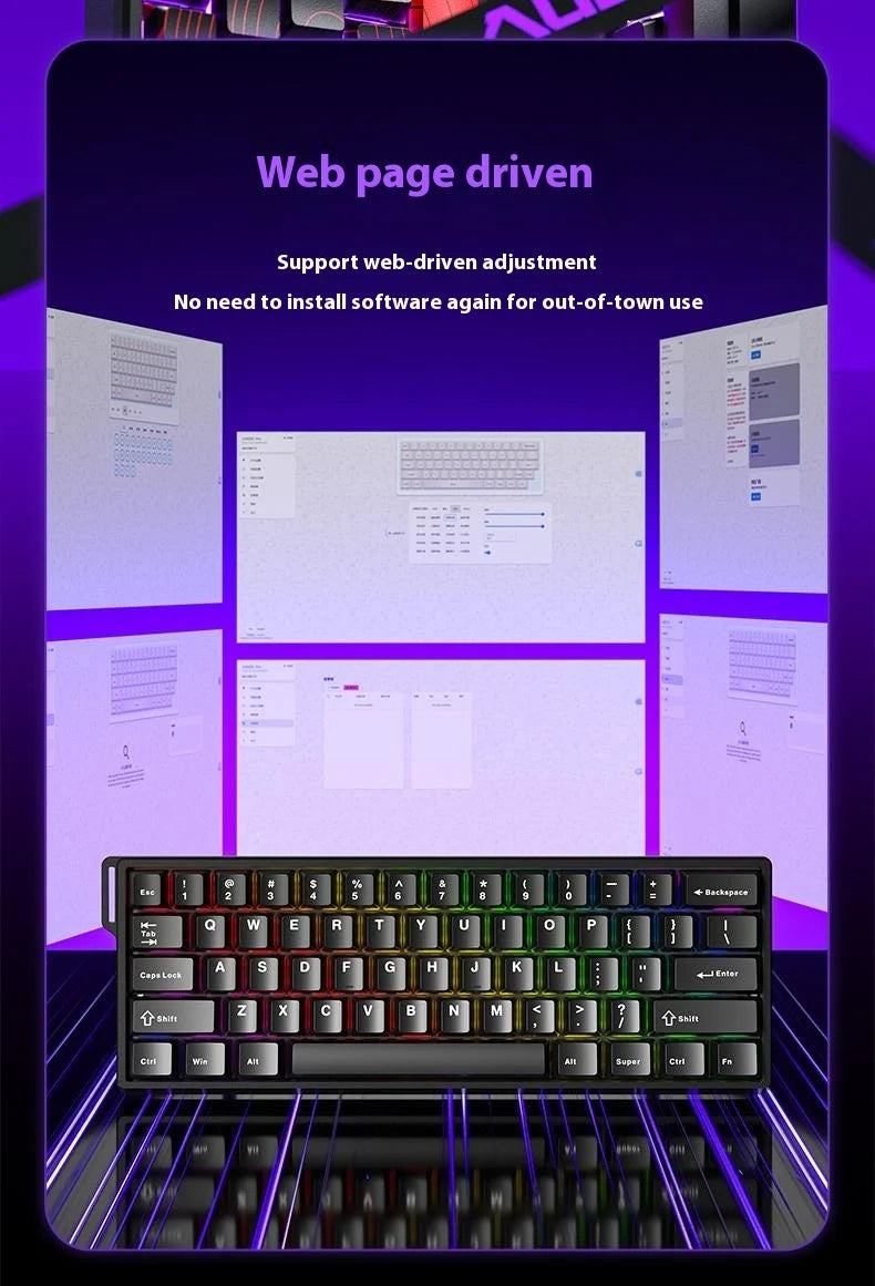 Aula Win68 HE magnetic switch mini gaming keyboard with RGB backlit keys, wired connection, compact design for PC gamers.