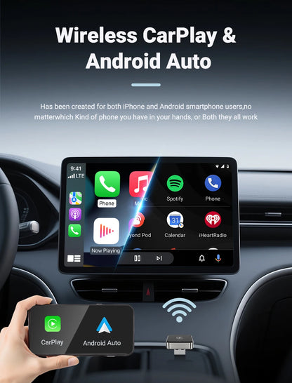 Wireless CarPlay & Android Auto Adapter 2026 | Plug & Play, Stable BT+WiFi, OTA Updates, 99% Car Compatible