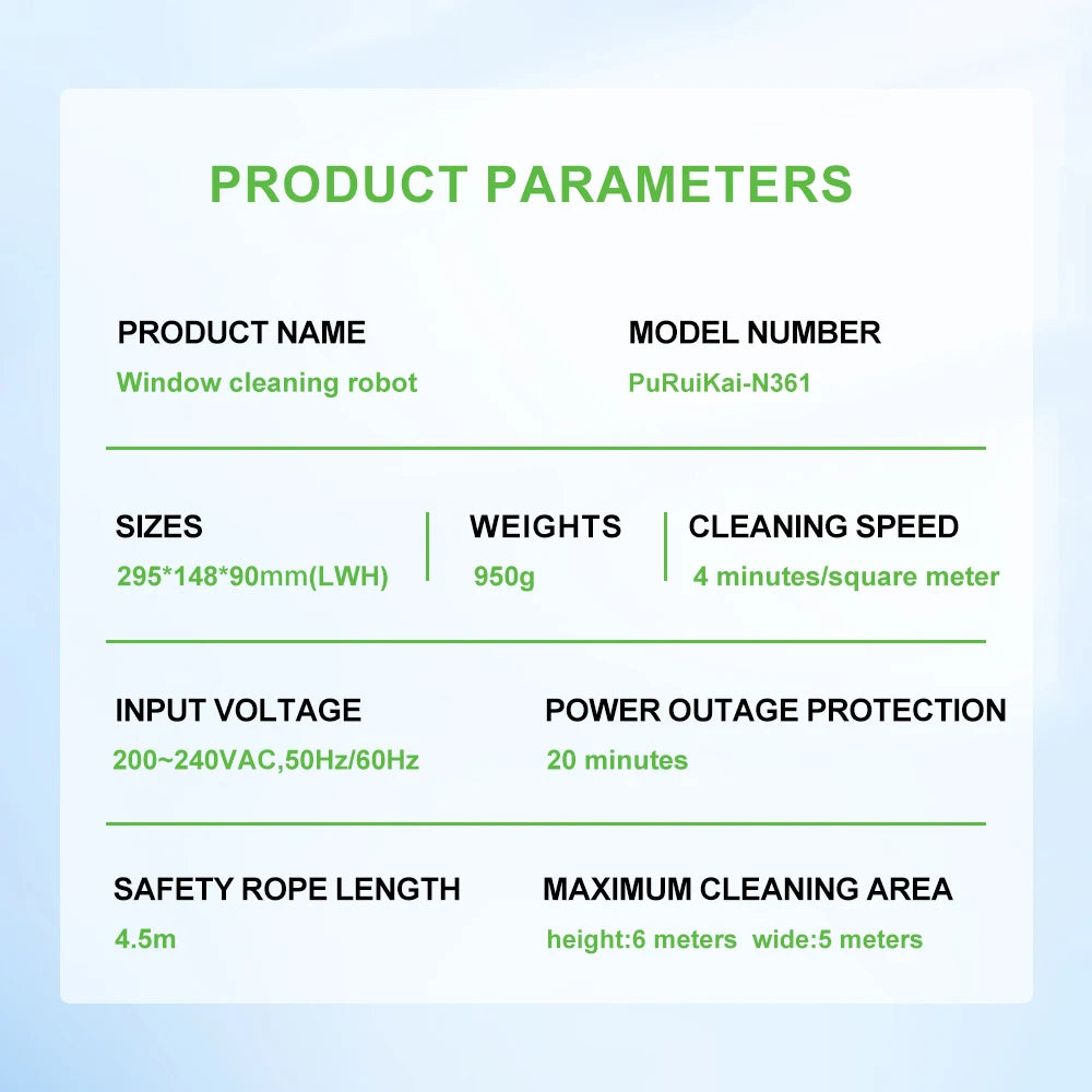 PuRuiKai AI Window Cleaning Robot – Smart Automatic, Streak-Free, Self-Cleaning, Ultra Quiet