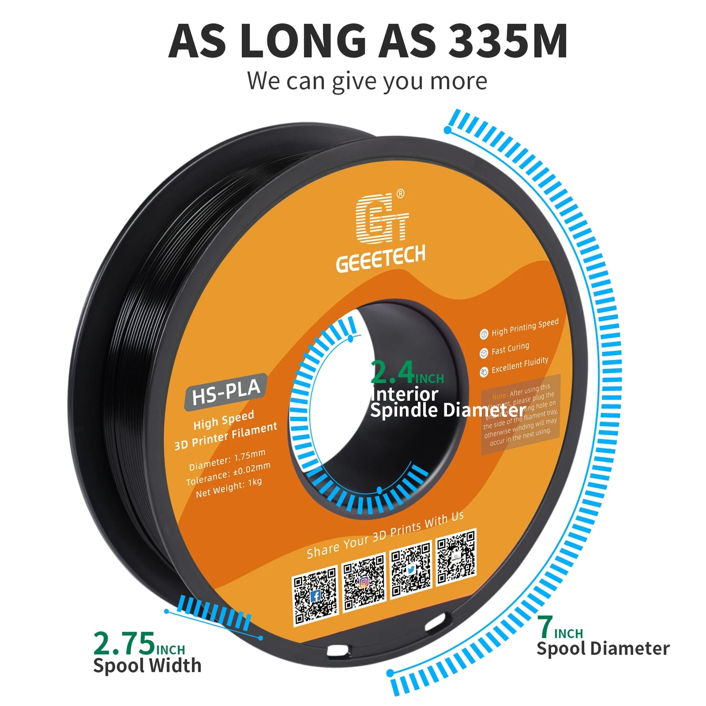 GEEETECH High-Speed PLA Filament – 1.75mm, 1KG, Fast Curing, HS-PLA for High-Speed 3D Printing