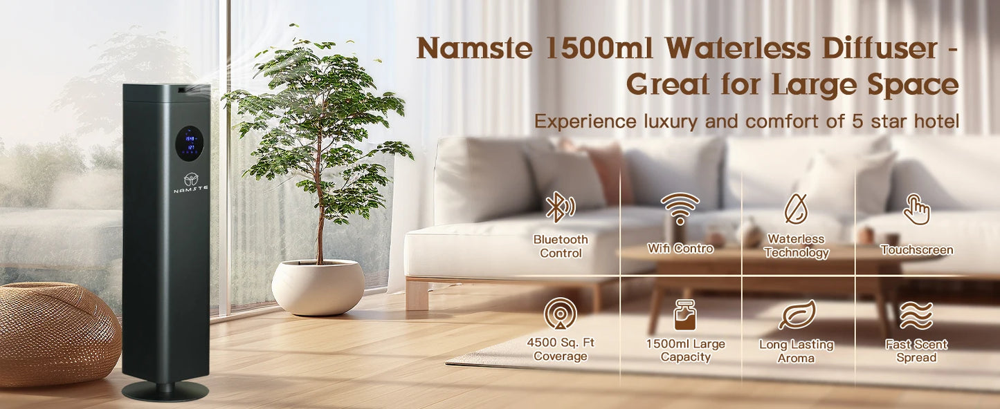 NAMSTE 100ml Essential Oil Aroma Diffuser — Electric Room Diffuser, Air Purifier & Home Freshener