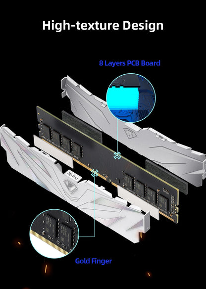 Netac DDR4 RAM with Heatsink – 8GBx2 / 16GBx2, 2666/3200/3600MHz, XMP 2.0