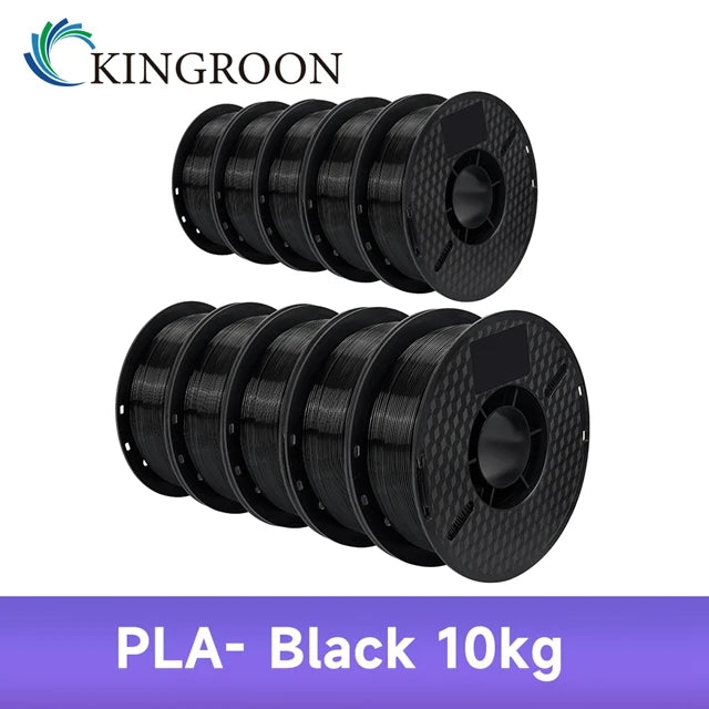 KINGROON 3D Printer Filament – 10KG Bulk, 1.75mm PLA / ABS / PETG, 10 Rolls, Black / White / Gray