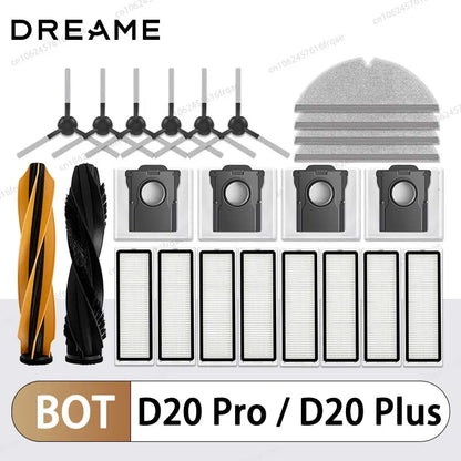 Dreame D20 Pro / D20 Plus Robot Vacuum Spare Parts – Brush, Filter & Mop Replacement