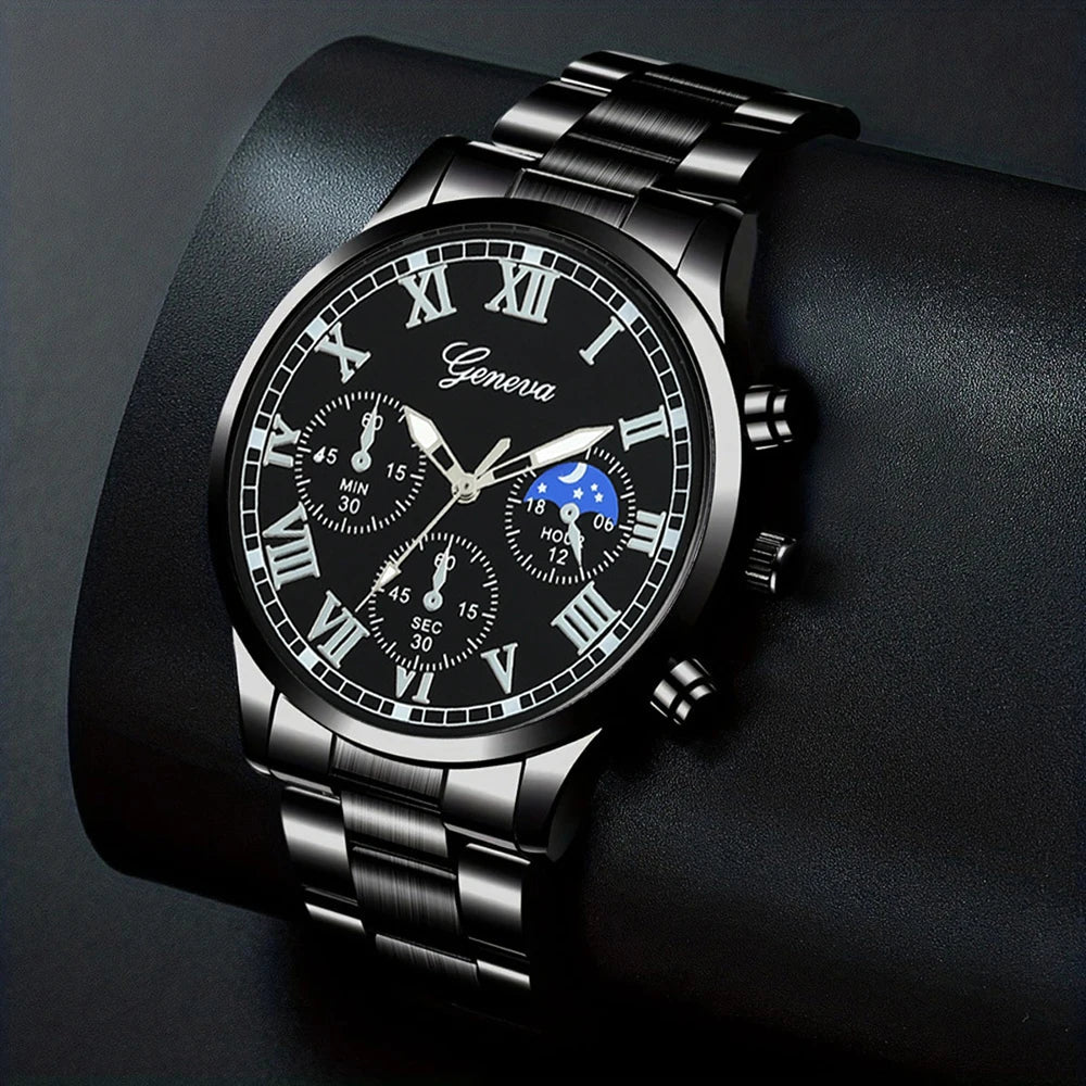 Men's Classic Business Quartz Watch - Stainless Steel Band, Elegant Dress Watch