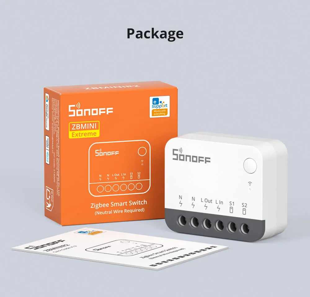 SONOFF ZBMINIR2 Extreme Zigbee Smart Switch – Detach Relay, eWeLink, ZBBridge-U, 2400W