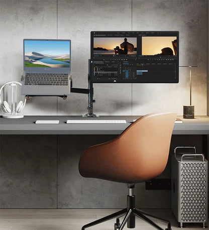 2 in 1 Monitor & Laptop Stand – 17–30" Monitor + 10–17" Laptop Desk Mount
