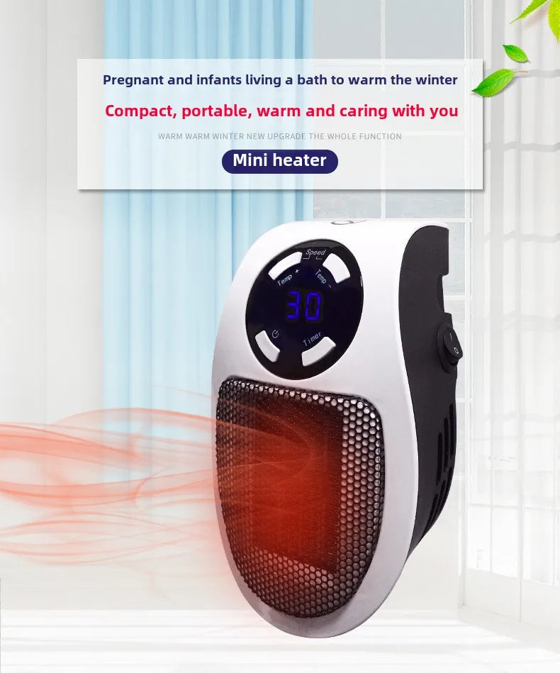 Eco Plug-In Electric Wall Heater — Energy Efficient, Low Noise, Portable Indoor Space Heater