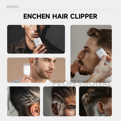 ENCHEN Boost-W Cordless Hair Clipper – USB Rechargeable, Adjustable Comb