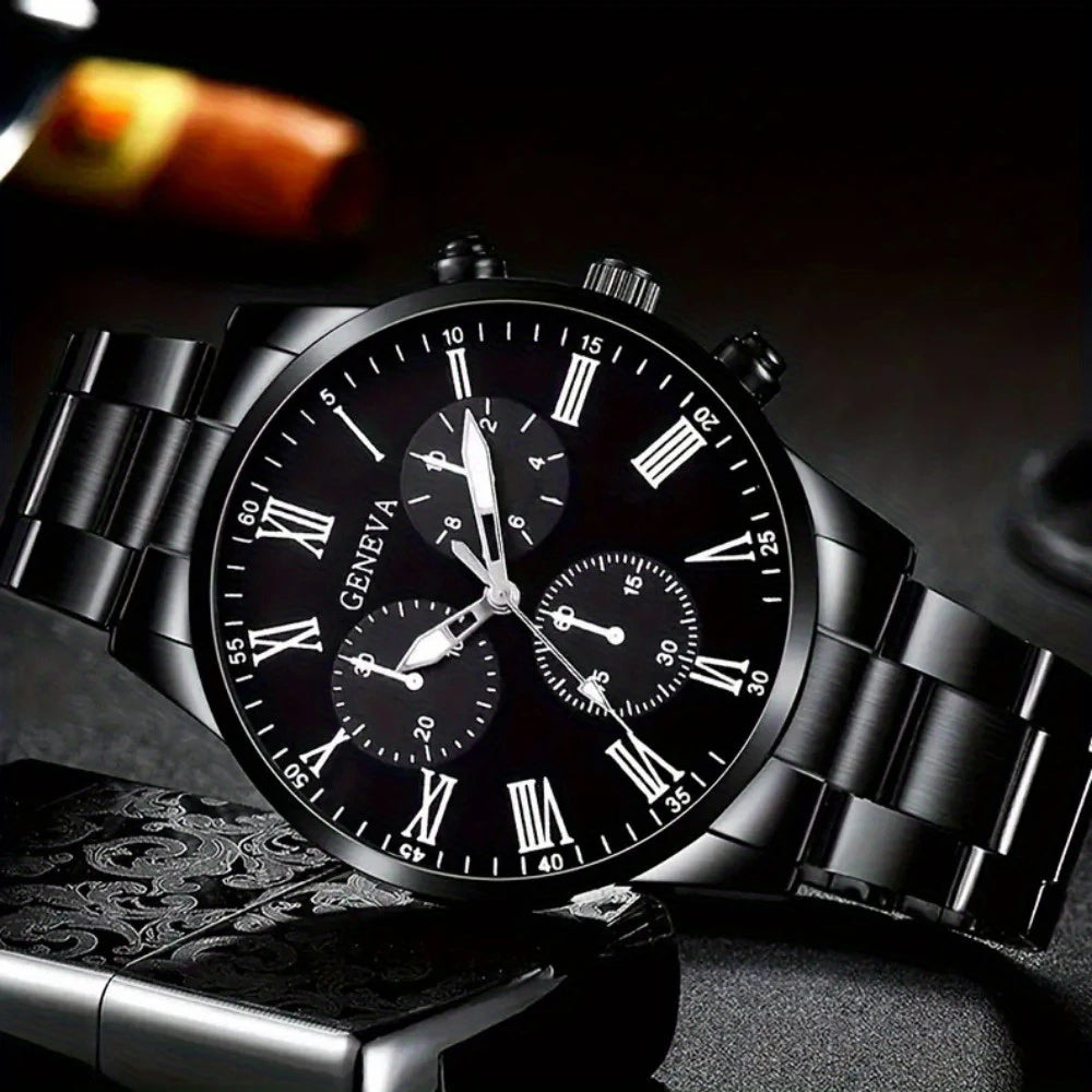 Men's Classic Business Quartz Watch - Stainless Steel Band, Elegant Dress Watch