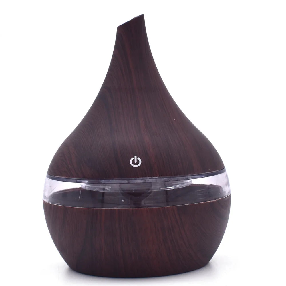 Portable Aroma Diffuser & Humidifier – 300ml, USB, 7-Color RGB Night Light | Light/Dark Wood, White
