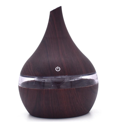 Portable Aroma Diffuser & Humidifier – 300ml, USB, 7-Color RGB Night Light | Light/Dark Wood, White