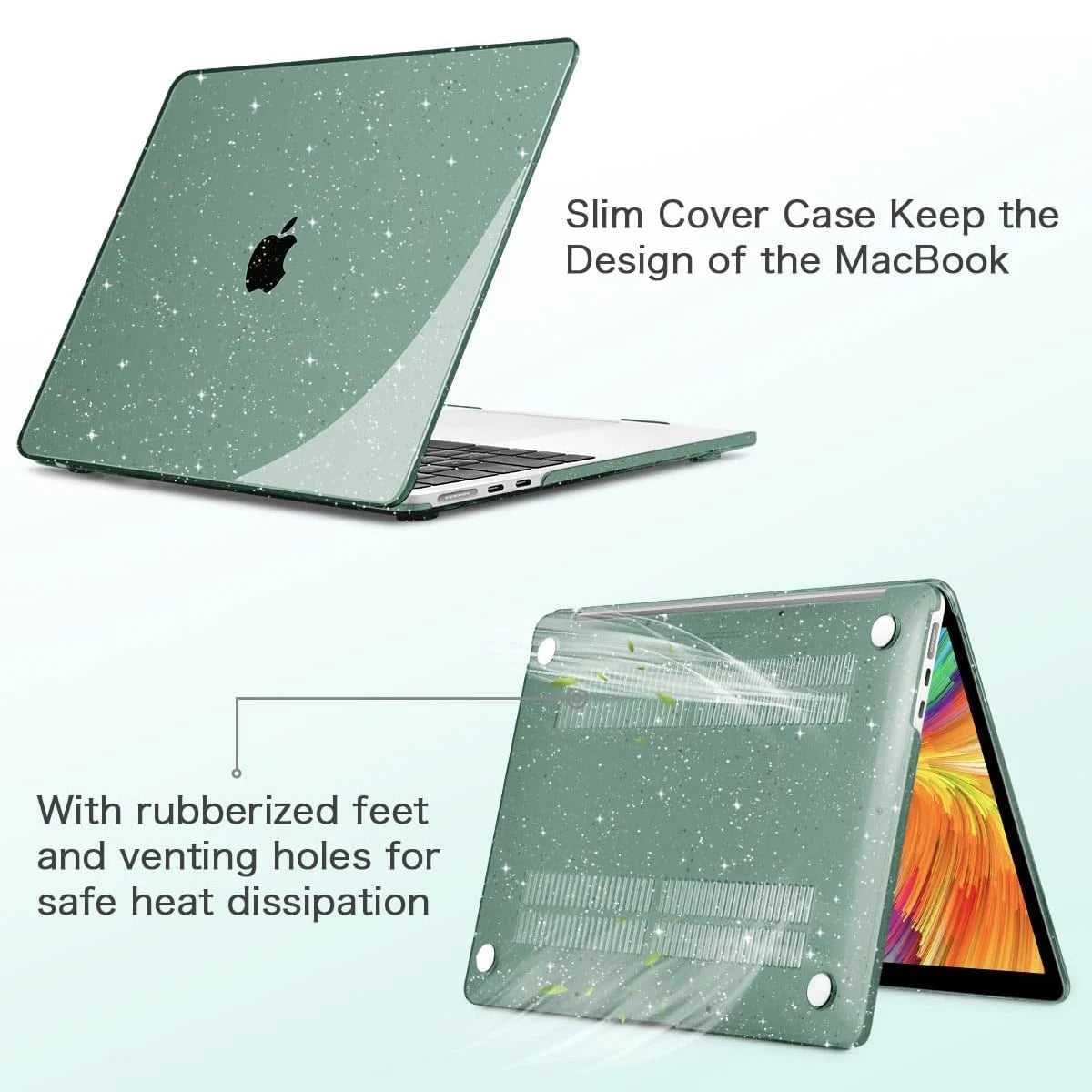 EGYAL MacBook Hard Case – Air 13/15, Pro 13/14/16, M1–M5, Crystal, Matte & Glitter Covers