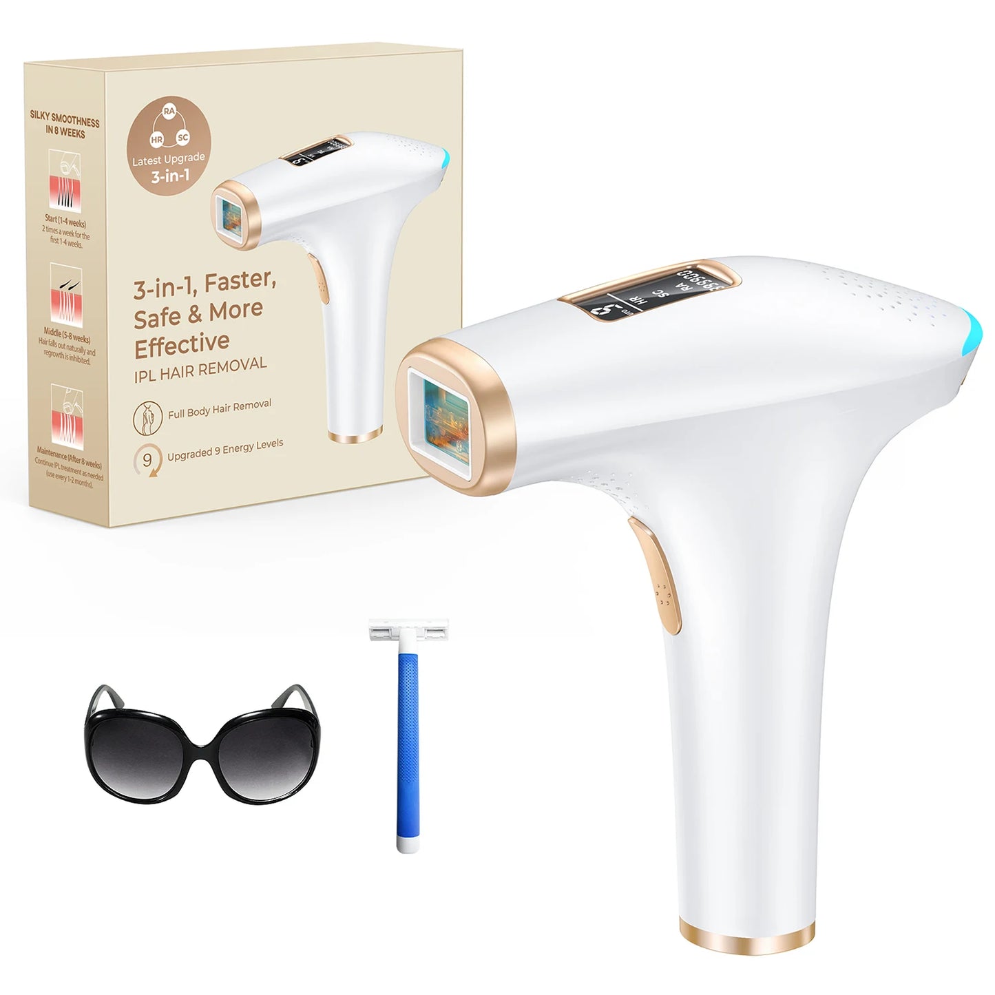 Totmizby 3-in-1 IPL Laser Epilator – 999,900 Flashes, Painless Hair Removal for Face, Body & Bikini