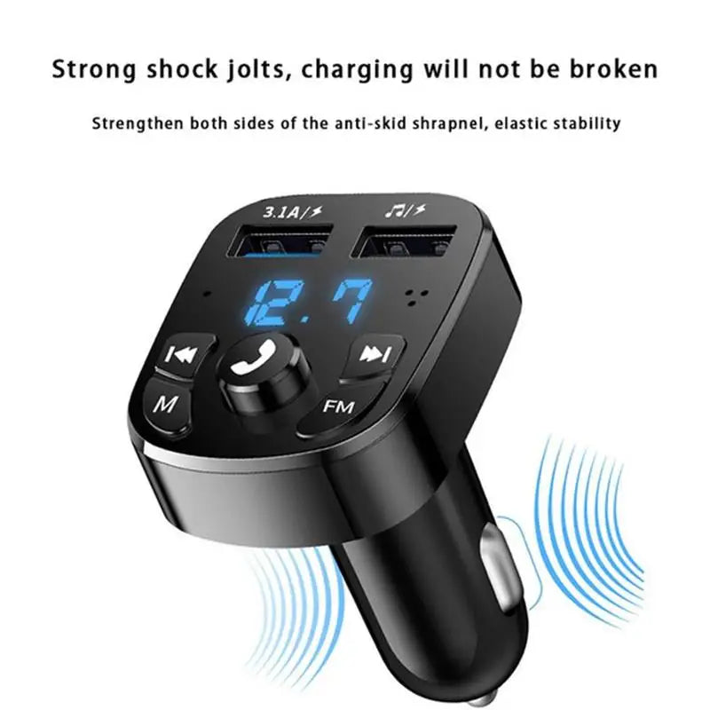 Bluetooth FM Transmitter Car Charger | 3.1A Fast Charging, Wireless Audio, MP3 Player, Dual USB