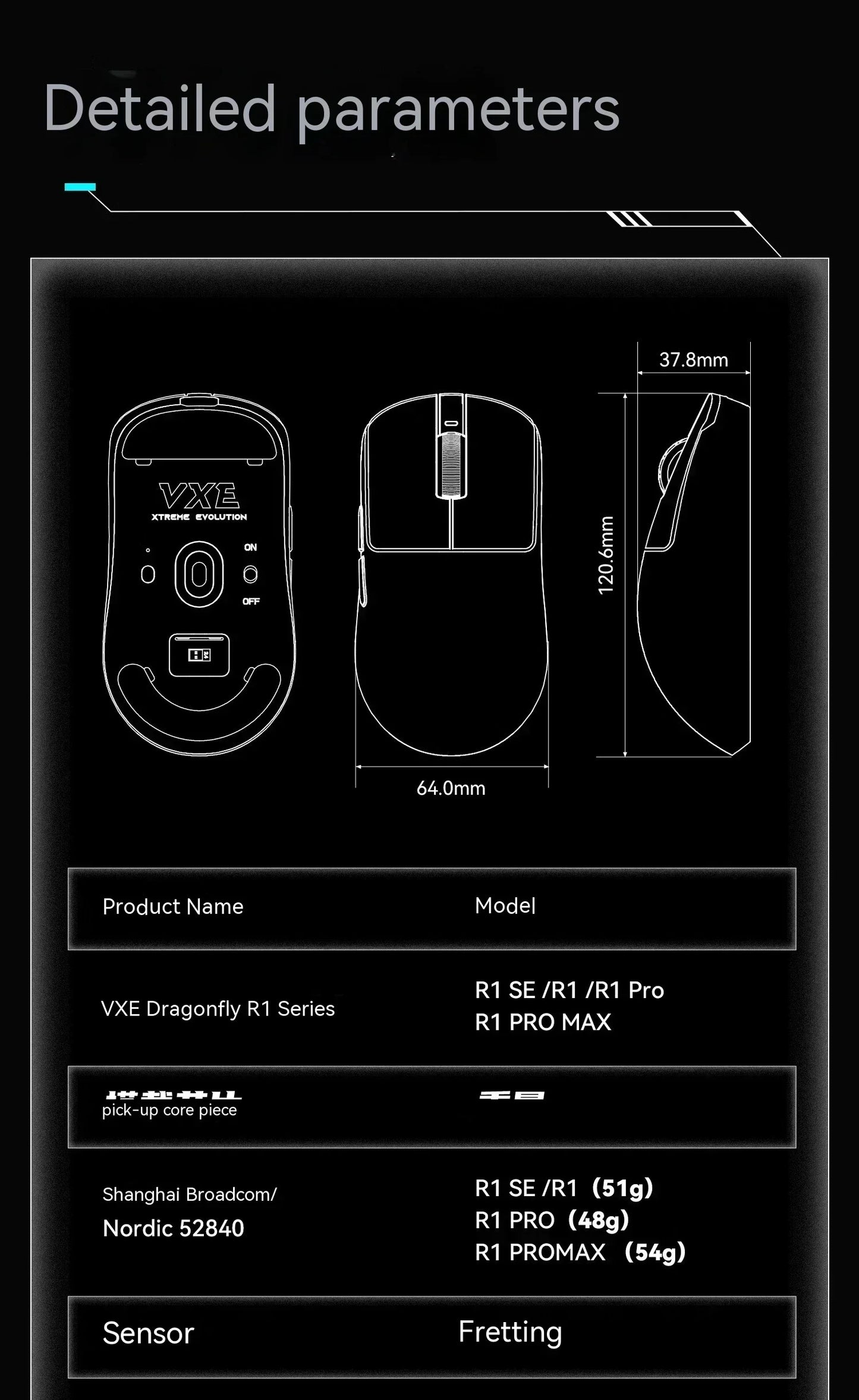VXE Dragonfly R1 Wireless Gaming Mouse – PAW3395, 2KHz, Nordic 52840, BT5.4