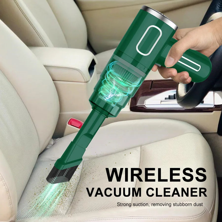 Portable wireless handheld car vacuum cleaner with HEPA filter and 2000mAh battery, compact design for quick cleaning.