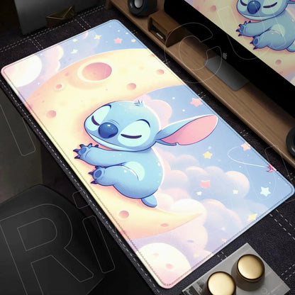 Cute Anime XXL Gaming Mouse Pad – Kawaii Stitch Design, Lock Edge, Non-Slip Rubber