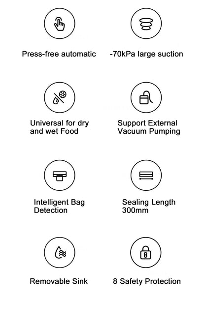 MIJIA Vacuum Sealer Machine | 70kPa Suction | Dry & Moist Modes | 10 Vacuum Bags | External Vacuum | CN Version