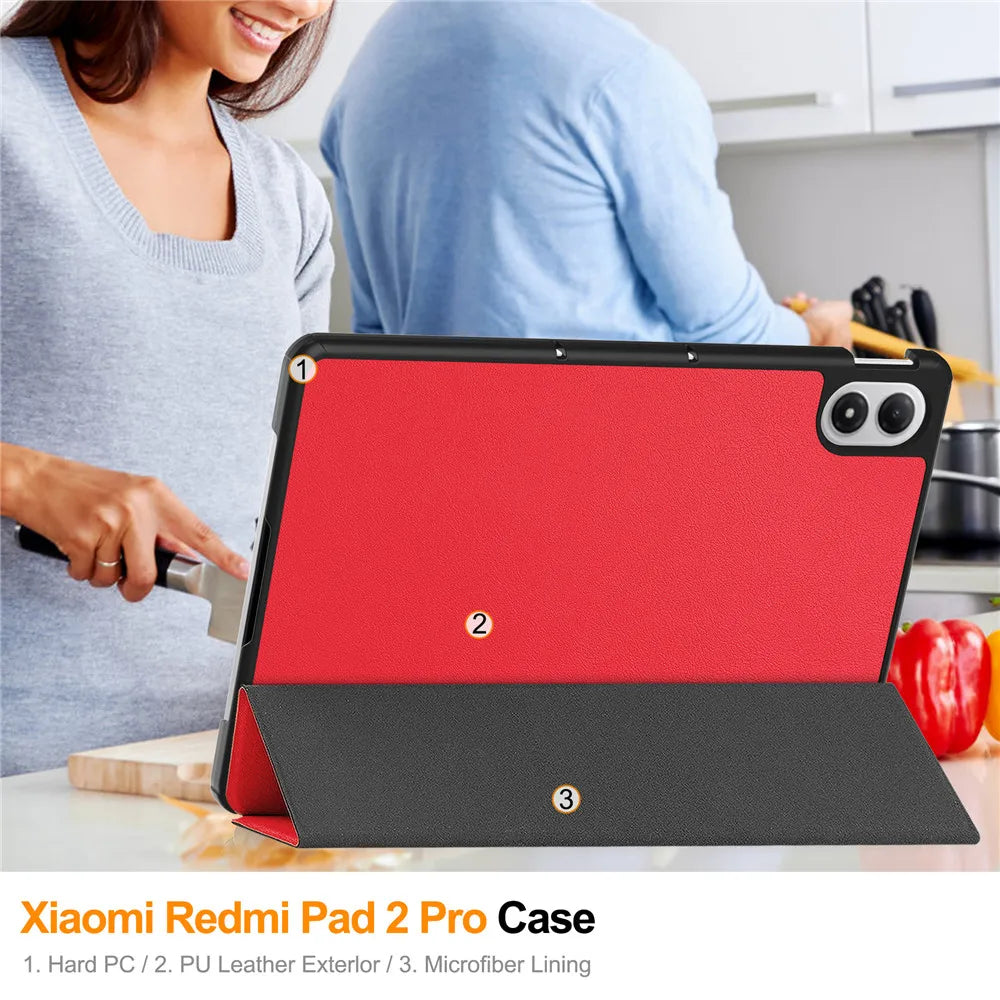 Smart Case for Xiaomi Redmi Pad 2 Pro 12.1" (2025) | Folding Flip Stand | Auto Sleep/Wake | Tablet Cover