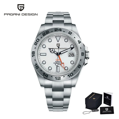 PAGANI DESIGN PD1682 GMT Automatic Watch – 42mm Sapphire Crystal, Stainless Steel, 100M Water Resistant