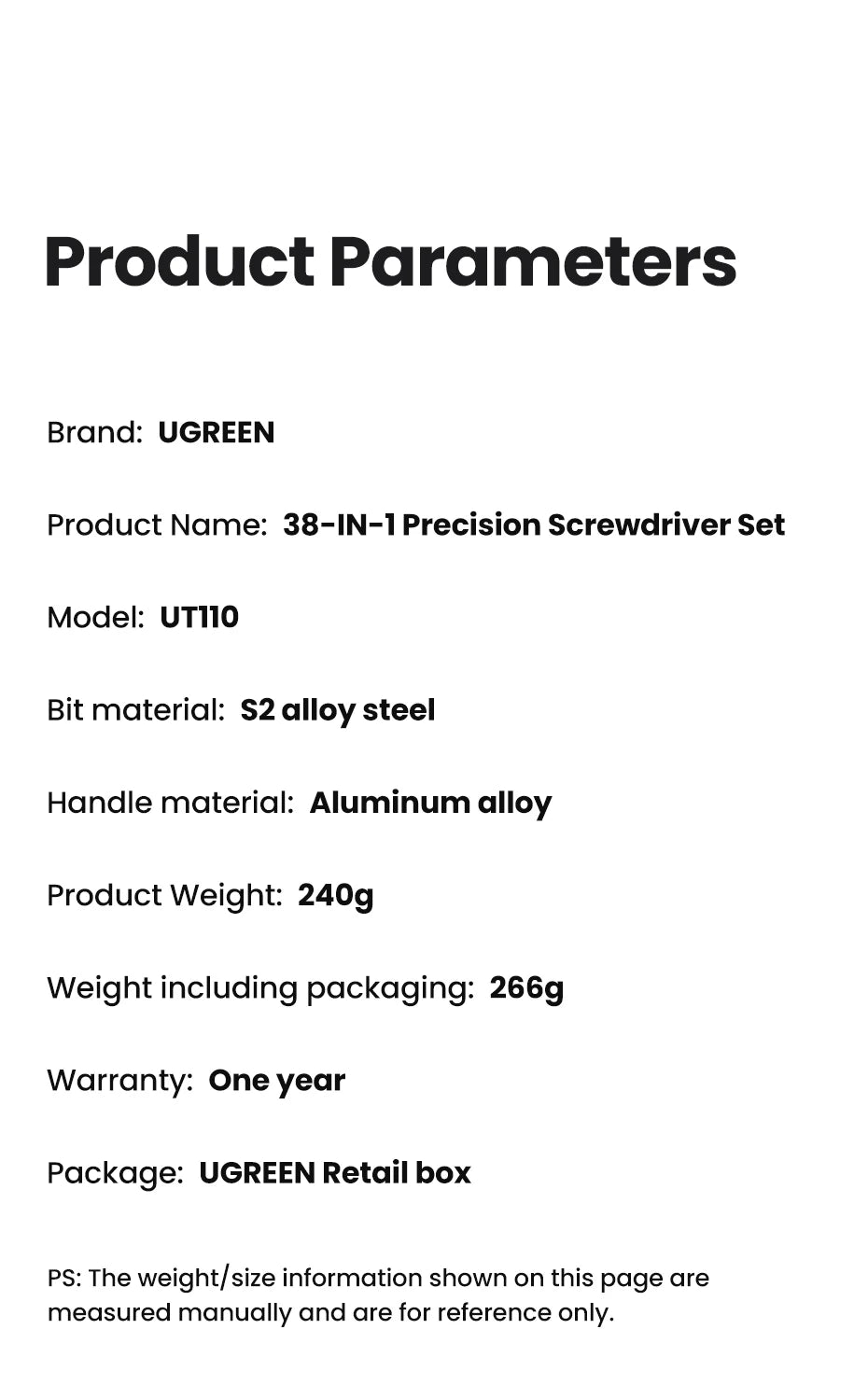 UGREEN 38-in-1 Precision Screwdriver Set | Phone, Laptop, Watch, Glasses Repair Tool Kit