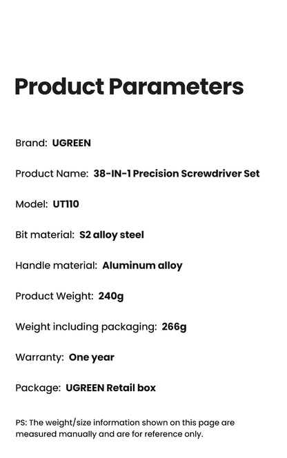 UGREEN 38-in-1 Precision Screwdriver Set | Phone, Laptop, Watch, Glasses Repair Tool Kit